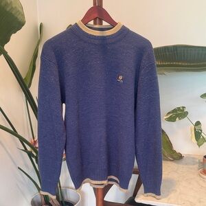 Men's Blue Sweater with Tan Accents